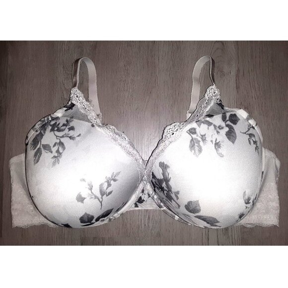 Torrid Curve Padded Push Up Bra Plus Size 48DDD Grey and White Floral Print Lace - Picture 1 of 6